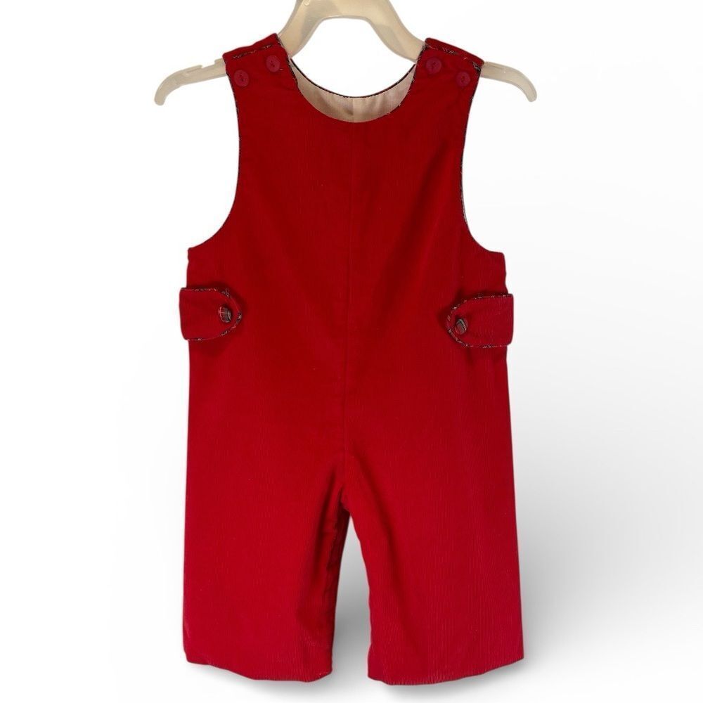 Claire & Charlie Corduroy Longall Holiday Red Sleeveless Romper size 6M